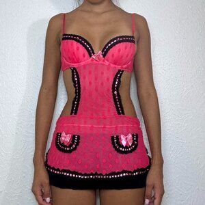 Y2k VICTORIAS SECRET MAID LINGERIE TOP